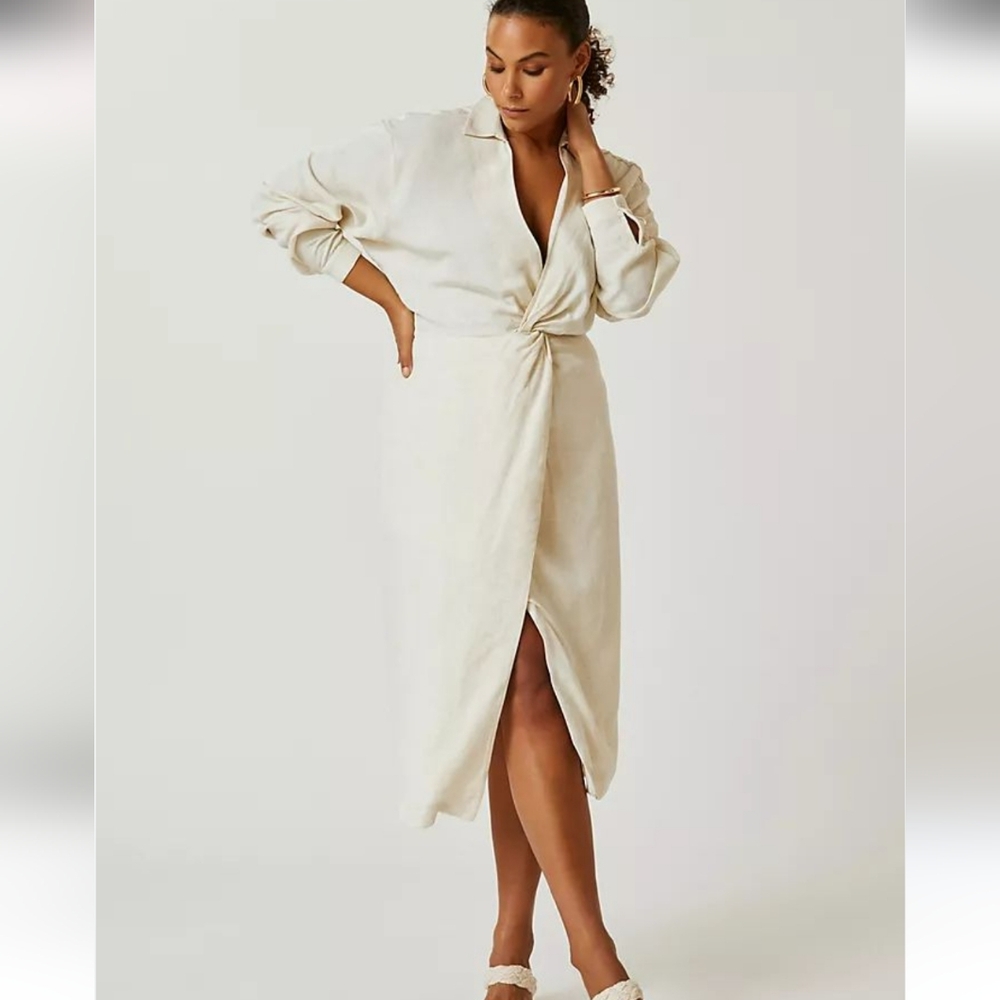 Anthropologie V Neck Knot Front Dress Size 8